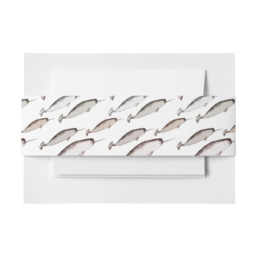 ナースウォッシュ – Narwhal Patternホエールラバーギフト 招待状ベリーバンド (正面例)