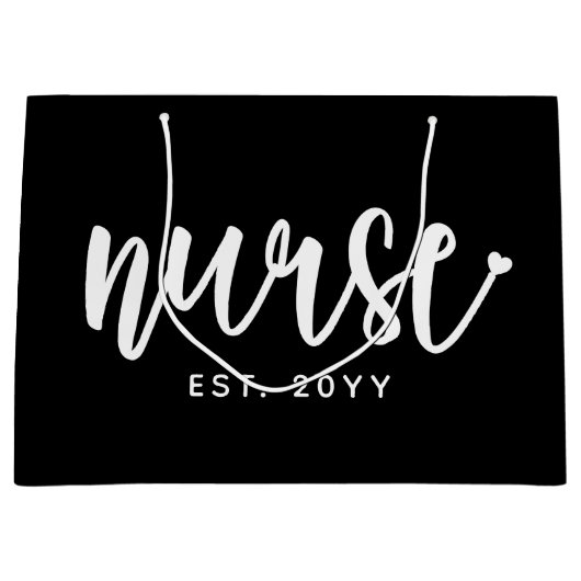 ナースエストカスタムタイポグラフィナースRN卒業 ラージペーパーバッグ (正面)