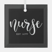 ナースエストカスタム年学生ナースRN卒業 ガラスオーナメント (正面)