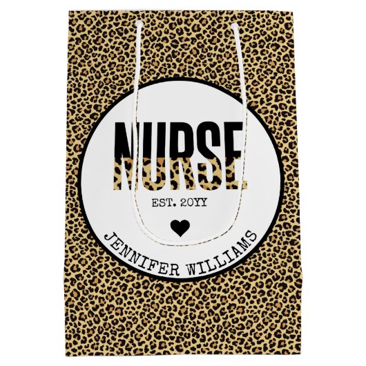 ナースエストパーソナライズされたチーターRN卒業 ミディアムペーパーバッグ (裏面)
