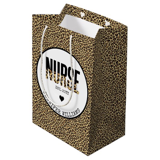 ナースエストパーソナライズされたチーターRN卒業 ミディアムペーパーバッグ (裏面アングル)
