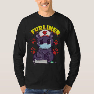ナースエッセンシャルフロントラインヒーローA猫ナースファーライン Tシャツ