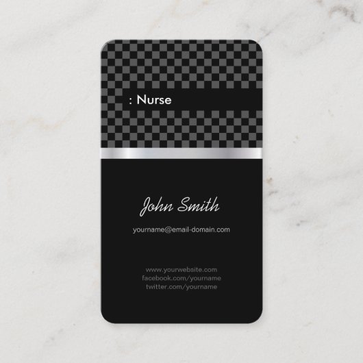 ナースエレガント – 黒市松模様に 名刺 (正面)