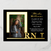 ナースエレガントRNカドゥセウス写真大学院黒 箔招待状 (正面)