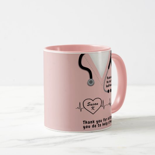 ナースカスタムの名前の追加に対してありがとうございます マグカップ (正面右)
