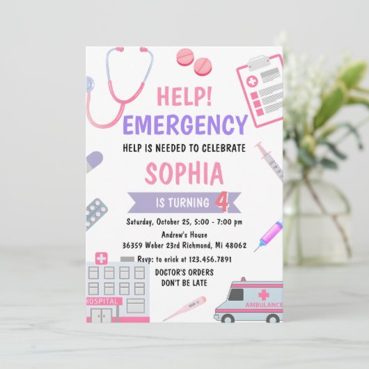 ナースカスタムドクターフリ誕生日 招待状 (スタンド正面)