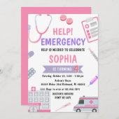 ナースカスタムドクターフリ誕生日 招待状 (正面/裏面)