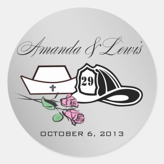 ナースカスタムファイアファイアファイターステッカー ラウンドシール (正面)