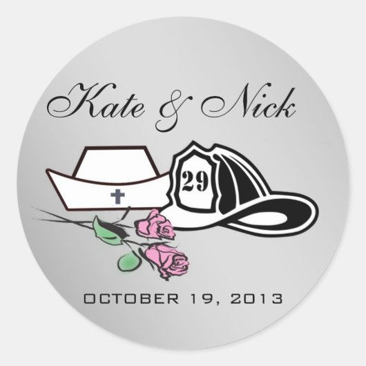 ナースカスタムファイアファイアファイターステッカー ラウンドシール (正面)