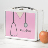 ナースカスタムメディカルスクラッブピンク メタルランチボックス (インサイチュ)