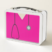 ナースカスタムメディカルスクラブスホットピンク メタルランチボックス (裏面)