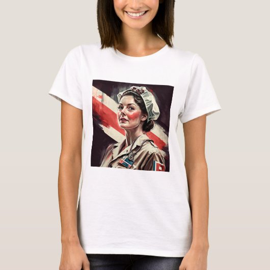 ナースカスタム写真ママ妻ガールフレンド Tシャツ (正面)