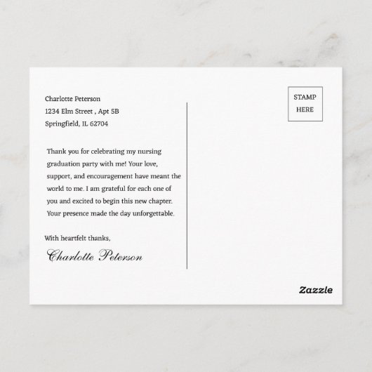 ナースカスタム卒業式パーティーありがとう ポストカード (裏面)