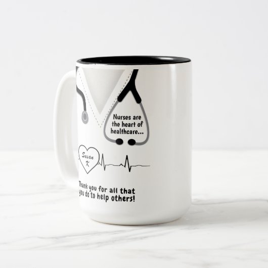 ナースカスタム:名前の追加を行いました ツートーンマグカップ (正面左)