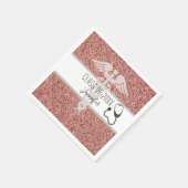 ナースカドゥセウス聴診器バラ金ゴールドグリッター スタンダードカクテルナプキン (角)