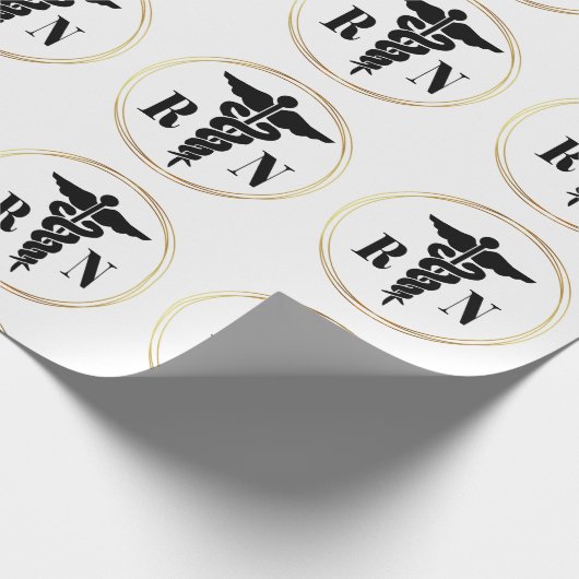 ナースカドゥセウス黒と金ゴールドラッピング紙 ラッピングペーパー (角)