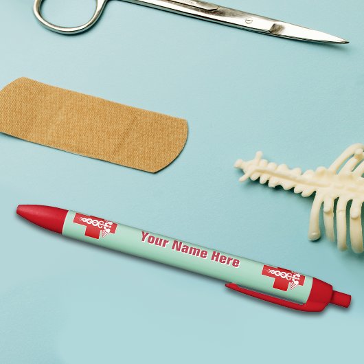 ナースカドゥセススクラブ緑(名前あり) 黒ボールペン