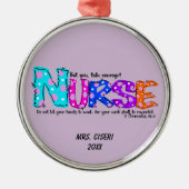 ナースカラフルことわざ15.7勇気 メタルオーナメント (正面)