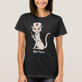 ナースキャットホワイト子猫ナース猫好き Tシャツ