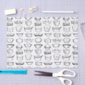 ナースキャップヴィンテージ白黒パターン 薄葉紙 (クラフト)