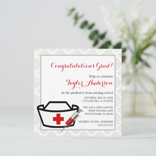ナースキャップ看護学校卒業発表 招待状 (スタンド正面)