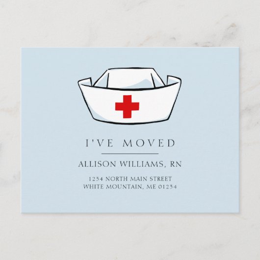 ナースキャップ青移動 案内ポストカード (正面)