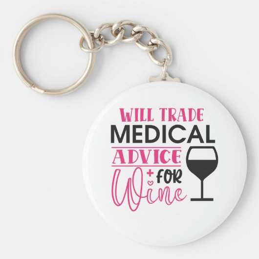 ナースギフトはワインの医療アドバイスを交換する キーホルダー (正面)