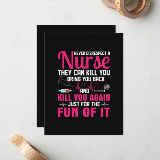 ナースギフトは決してナースを軽視しない ノートカード (正面/裏面インサイチュ)