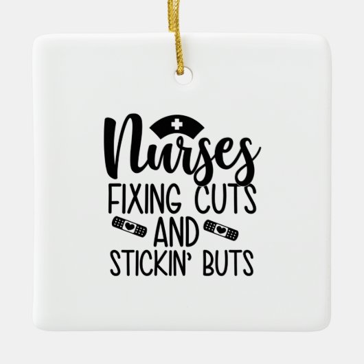 ナースギフトナースフィキンのカットお尻 セラミックオーナメント (正面)