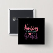 ナースギフト看護はハート 缶バッジ (正面&裏面)