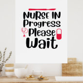 ナースギフト ナース中 ちょっと待ってて ポスター (キッチン)