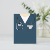 ナースギフト、看護学校卒業、聴診器 ポストカード (スタンド正面)