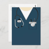 ナースギフト、看護学校卒業、聴診器 ポストカード (正面/裏面)