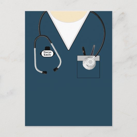 ナースギフト、看護学校卒業、聴診器 ポストカード (正面)