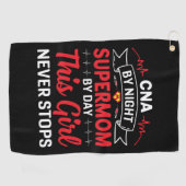 ナースギフトCNAバイナイトスーパーママ ゴルフタオル (横)