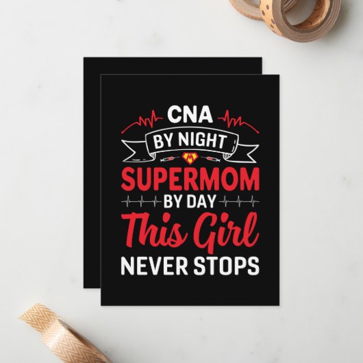 ナースギフトCNAバイナイトスーパーママ ノートカード (正面/裏面インサイチュ)