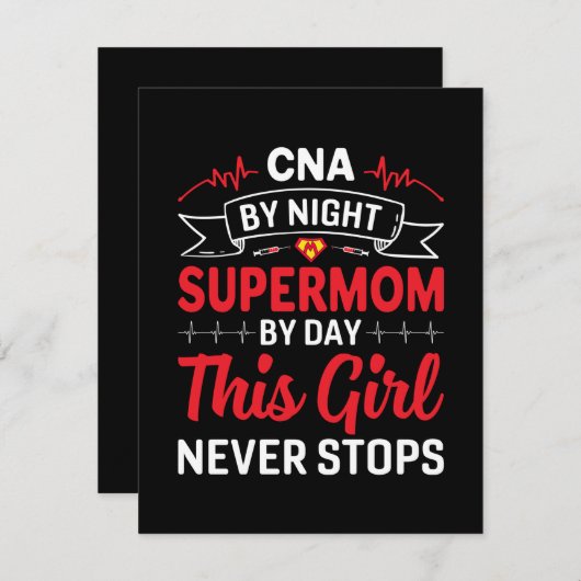ナースギフトCNAバイナイトスーパーママ ノートカード (正面/裏面)