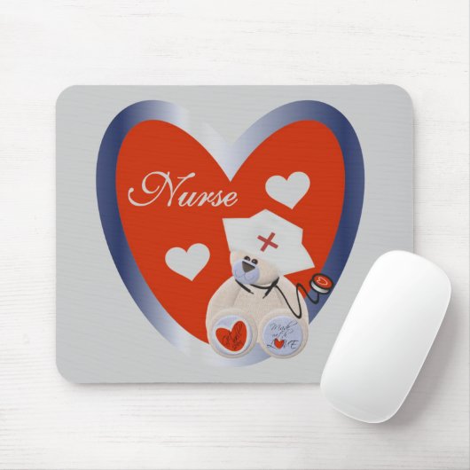 ナースクマハートTシャツとギフト マウスパッド (マウス)