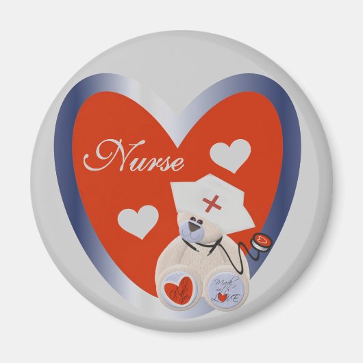 ナースクマハートTシャツとギフト マグネット (正面)