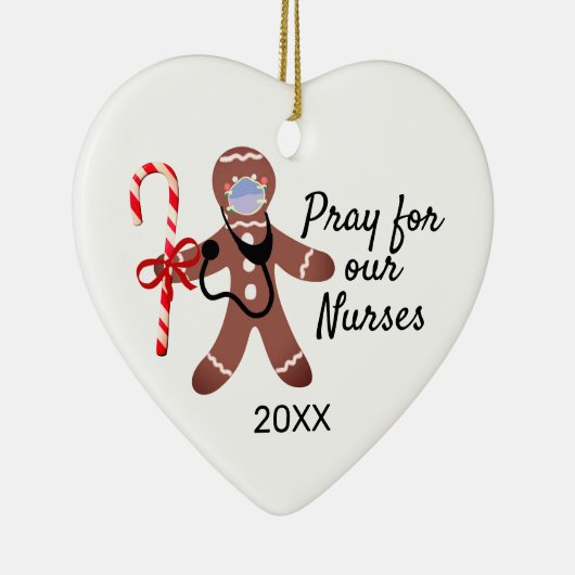 ナースクリスマスコーヴィッド顔マスクジンジャーブレッドマン セラミックオーナメント (右)