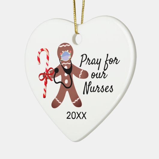 ナースクリスマスコーヴィッド顔マスクジンジャーブレッドマン セラミックオーナメント (左)