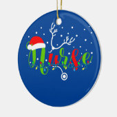 ナースクリスマスサンタハット雪聴診器 セラミックオーナメント (左)