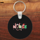 ナースクリスマスステソスコープナースクリスマスススクラブトップ キーホルダー (正面)