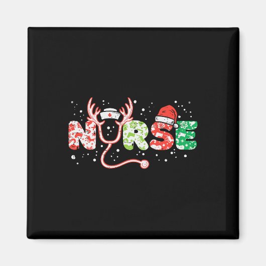 ナースクリスマスステソスコープナースクリスマスススクラブトップ マグネット (正面)