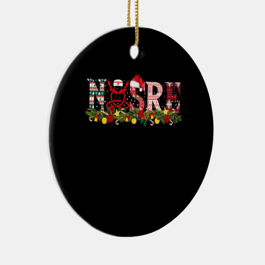 ナースクリスマスステソスコープナースクリスマスパジャマ セラミックオーナメント (右)