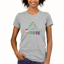 ナースクリスマスツリーナースハットTシャツ