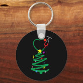 ナースクリスマスツリー聴診器ナースクリスマススクラブ キーホルダー (正面)