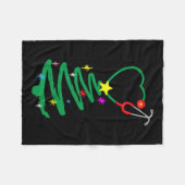 ナースクリスマスツリー聴診器ナースクリスマススクラブ フリースブランケット (正面(横))