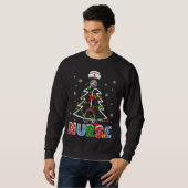 ナースクリスマスツリー聴診器RN LPNスクラブNURS スウェットシャツ (正面フル)