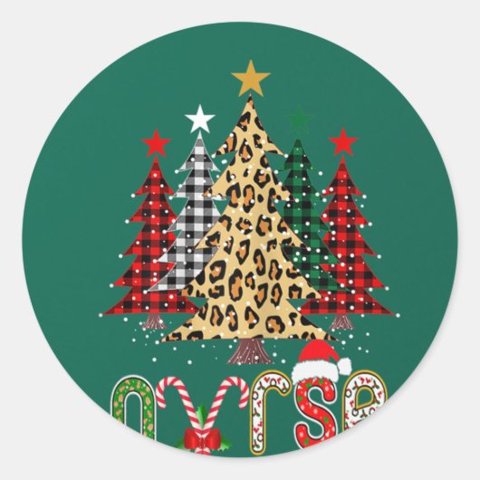 ナースクリスマスツリー聴診器RN LPNスクラブNURS ラウンドシール (正面)